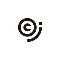 Letter c, o and j circle round geometric symbol simple logo vector