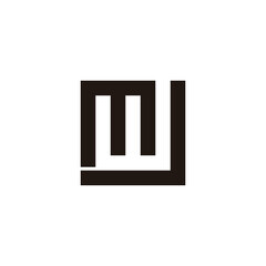 Letter M, W and J square geometric symbol simple logo vector