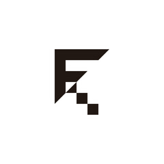 Letter F stairs, triangle geometric symbol simple logo vector
