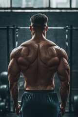 Man in Gym Back View