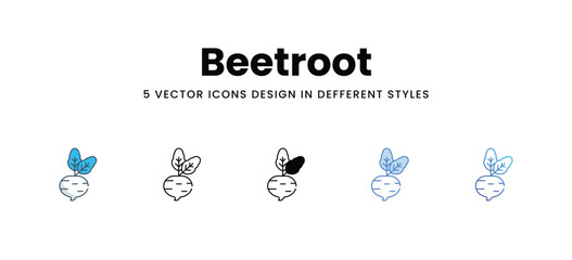 Beetroot icons in different style vector stock illustration