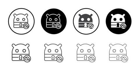 Android keypass cloud disabled icon Thin outline art symbol