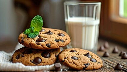 Illustration for National Chocolate Chip Cookie Day or National Oatmeal Cookie Day: Delicious and Whimsical Design in Warm Tones