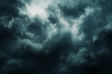 Obraz premium Blue stormy sky with lightning, computer generated abstract background,