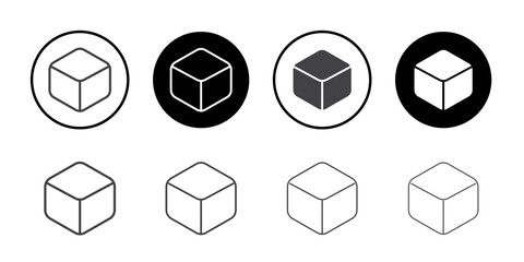 Cube icon Thin outline art symbol