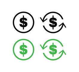 dollar sign icon set, Dollar currency sign, money transfer icon