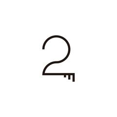 Number 2 key geometric symbol simple logo vector