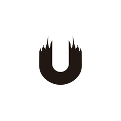 Letter U fire geometric symbol simple logo vector
