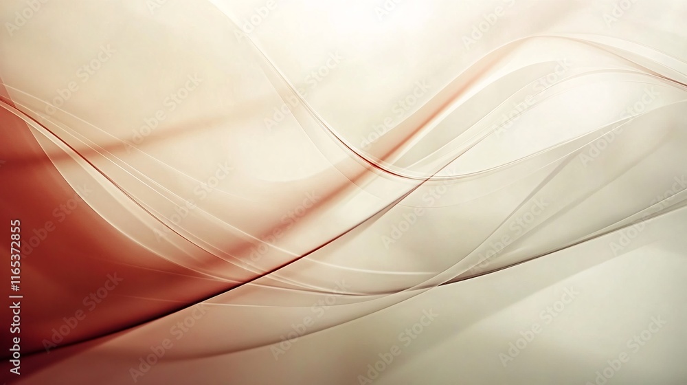 Poster Abstract red and beige curves creating a soft and elegant design