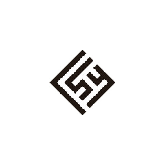 Letter C, S and y square, elegant geometric symbol simple logo vector