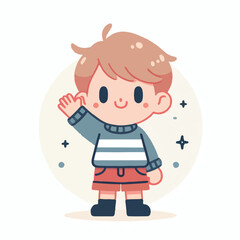 vector image of little boy waving