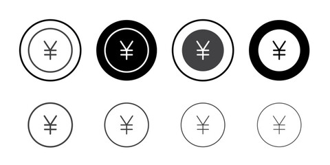 Yen icon Thin outline art symbol