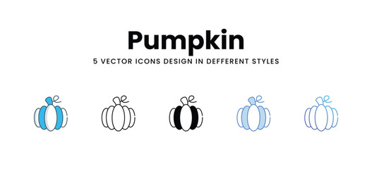 Pumpkin icons in different style vector stock illustration