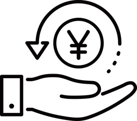 手と通貨によるキャッシュバックアイコン