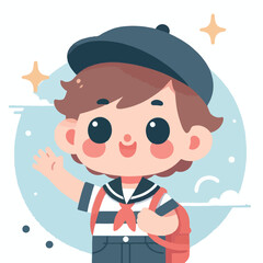 vector image of little boy waving