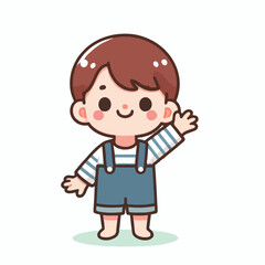 vector image of little boy waving