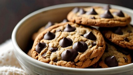Obraz premium Illustration for National Chocolate Chip Cookie Day or National Oatmeal Cookie Day: Delicious and Whimsical Design in Warm Tones
