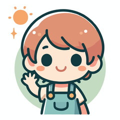vector image of little boy waving