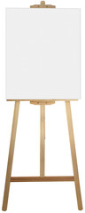Toile blanche sur chevalet, fond blanc 