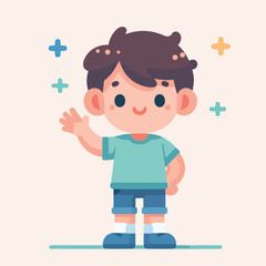 vector image of little boy waving