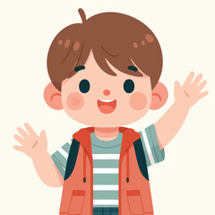 vector image of little boy waving