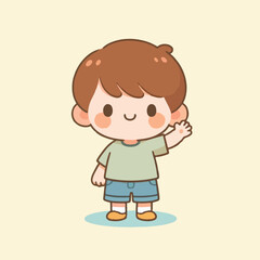 vector image of little boy waving