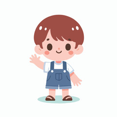 vector image of little boy waving