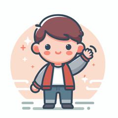 vector image of little boy waving