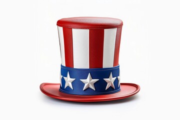 Uncle Sam hat or American hat isolated on white background with clipping path and full depth of field