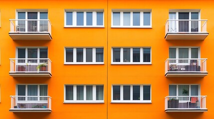 Fototapeta premium Minimal Aesthetic of Orange facade panels for exterior cladding