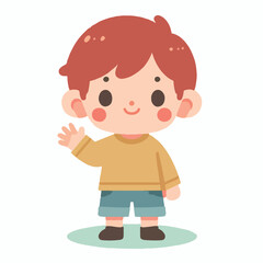 vector image of little boy waving