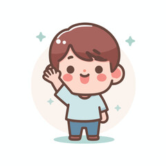 vector image of little boy waving
