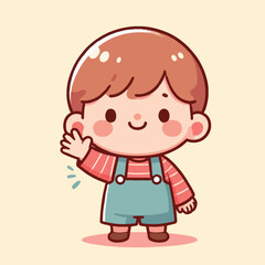 Obraz premium vector image of little boy waving