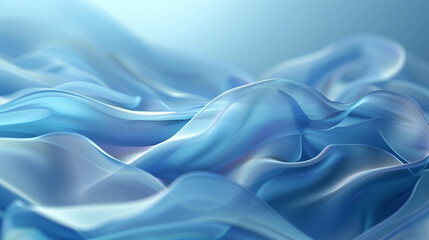 Obraz premium Abstract Waves of Blue Silken Fabric in Motion - 3D Illustration for Design Backgrounds and Creative Projects