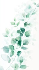 Delicate Watercolor Botanical Print with Soft Green Leaves