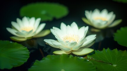 Serene White Water Lilies  Peaceful Pond  Zen Garden  Spa  Wellness