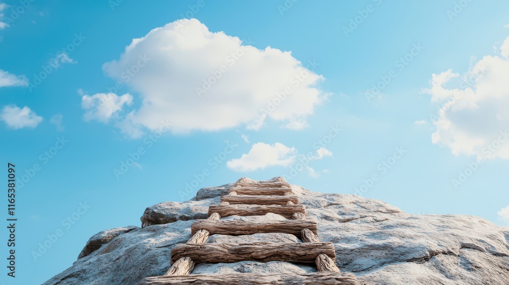 Poster surreal image of a rugged trail on rock terrain. surrealistic image for metaphor.