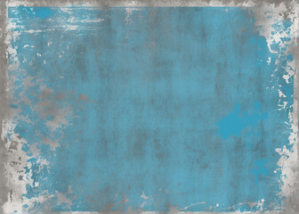 Textured blue background with distressed edges and subtle metallic accents.