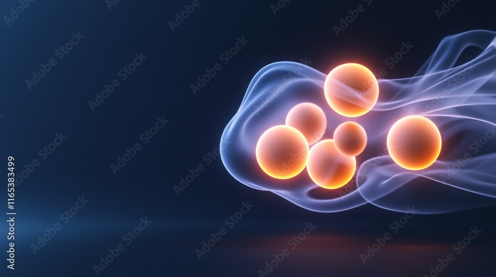 Aufkleber abstract representation of glowing particles within a misty background.