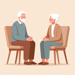 vector image of grandfather and grandmother sitting on chairs