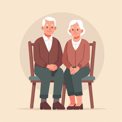 Fototapeta premium vector image of grandfather and grandmother sitting on chairs