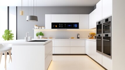 Modern kitchen with sleek design and appliances.