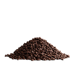 a pile of coffee beans on a white background