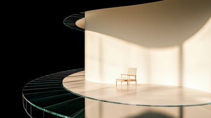 Modern Minimalist Architecture  Chair  Glass Floor  Sunlight  Interior Design