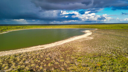 Aerial view of Lake Thetis, a unique salt lake in Western Australia