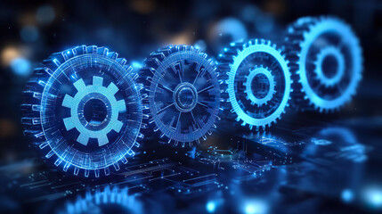 Futuristic circuit board emerging from clouds with edges illuminated in bright orange, evoking advanced technology and an ethereal concept. Generated with AI.