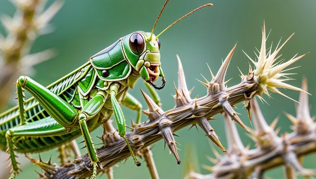 grasshopper on the grass - Powered by Adobe