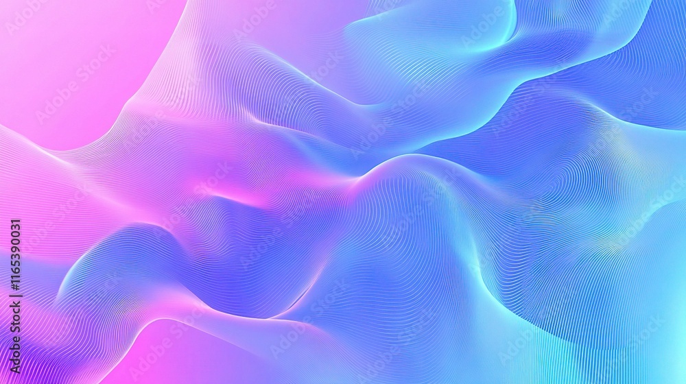 Poster abstract blue wave background with dynamic light color patterns