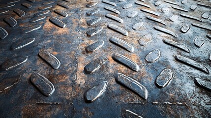 Vintage Grunge Steel Floor Plate Texture Background Detail