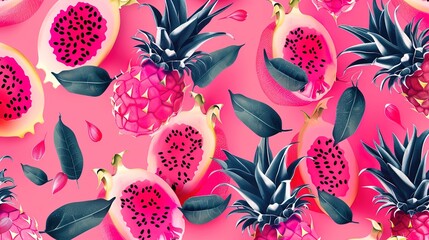 dragonfruit seamless pattern wallpaper